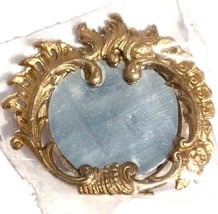 Dollhouse Miniature Vanity Mirror Ornate Gold Tabletop Mirror Boudoir - £15.95 GBP