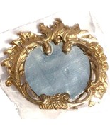 Dollhouse Miniature Vanity Mirror Ornate Gold Tabletop Mirror Boudoir - £15.71 GBP