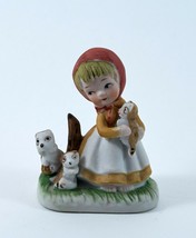 Fronkel Figurine Girl With 3 Forest Animals 3&quot; Vintage - £14.38 GBP