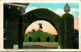 View Through Gateway Metarie Cemetery New Orleans Louisiana WB Postcard E11 - £2.41 GBP