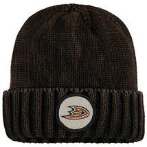 Anaheim Ducks Mitchell &amp; Ness NHL Hockey Brown Knit Ribbed Cuffed Hat Beanie - £14.94 GBP