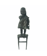 Vintage 1930s Art Deco Juan Clara Bronze Sculpture Girl On Chair With Sh... - $314.84 CAD