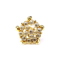 Real Flor Dorado Pendiente Nariz,14K Circonita Blanca Indio Tendencia Ar... - $57.01