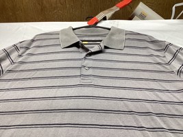 Eddie Bauer Travex  Mens Polo Shirt 2XL Short Sleeve Collared Striped Gray - £11.57 GBP