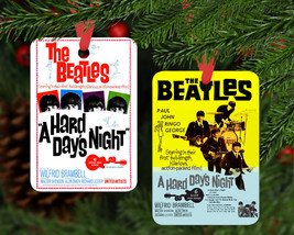 Beatles AHDN Movie Poster Window Card Aluminum 2&quot;x3&quot; Christmas Ornament w Ribbon - £10.81 GBP