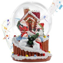 100Mm Christmas Snow Globe, With 8 Music And Color Lights, Music Water Snowball, - £39.64 GBP
