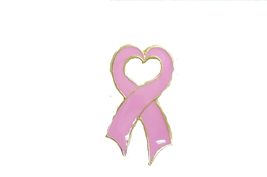 Lapel Pin Pink Ribbon W/Heart Shape in Middle HP6088 (12) - £4.98 GBP+