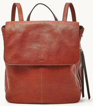 NWB Fossil Claire Brandy Leather Backpack SHB1932213 Brown $195 Retail Dust Bag - £95.25 GBP