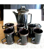 Royal Sealy Coffee Pot, Creamer, Sugar Bowl &amp; 6 Mugs Brown Japan - £13.64 GBP