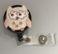Cute Owl badge reel ID Key Card holder ID lanyard RN School ID Scrubs Black - £7.20 GBP