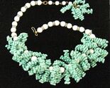 Retro 40s 50s Turquoise Chunky Necklace; Mid Century Opaque Glass Choker... - $60.95