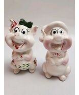 Vintage Kreiss Christmas Pigs Salt and Pepper Shakers Anthropomorphic Ja... - $14.85