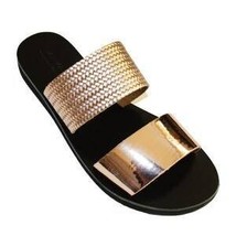 Black gold Leather sandals, leather flats, ancient Greece sandals, natur... - £46.47 GBP