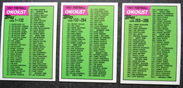 1987 Topps Unmarked Checklist Team Set of 3 Football Cards - £3.12 GBP