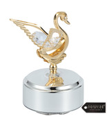 Silver Plated Music Box w/ Crystals 24K Gold Plated Swan Figurine Swan Lake - $627.05 MXN