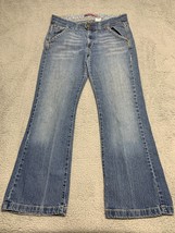 Vintage Wrangler Flare Mid-Rise Stretch Jean Women Size 11 Medium Comfy Distress - $16.06