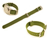 20mm Watch Band  FITS Fossil Watches GREEN Nylon Woven with 4 Rings Strap  - £15.10 GBP