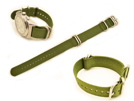 20mm Watch Band  FITS Fossil Watches GREEN Nylon Woven with 4 Rings Strap  - £15.19 GBP