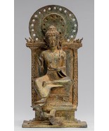 Ancien Indonésien Style Assis Bronze Javanais Teaching Bouddha - 27cm/11 " - $1,737.17