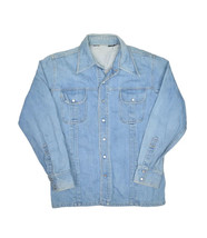 Vintage Denim Pearl Snap Jacket Mens M Light Wash Long Sleeve Western Wo... - £21.86 GBP