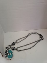 Peacock Turquoise Type Necklace with Rhinestones   - $377.92 MXN
