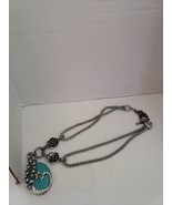 Peacock Turquoise Type Necklace with Rhinestones   - $20.00