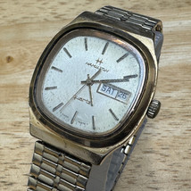 Vintage Hamilton Swiss Quartz Watch Men Gold Tone Barrel Date Stretch New Batte - £52.32 GBP