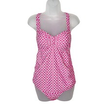 Oh Baby by Motherhood pink geometric print one piece swimsuit maternity small - £19.37 GBP