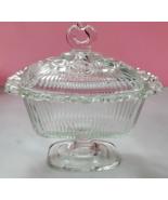 Vintage Indiana Clear Glass Pedestal Lace Edge Covered Candy Dish Weddin... - £15.71 GBP