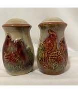 Salt &amp; Pepper Shakers Vintage Stoneware Red Cardinal Bird Dinnerware 3 1... - $380.23 MXN