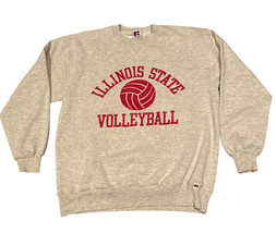Vintage Russell Illinois State Sweatshirt Adult Size L Gray Red 80s Men&#39;s - $23.16