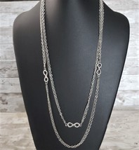 Vintage Necklace Silver Tone Stunning Long Layered Necklace with Infinit... - £11.76 GBP