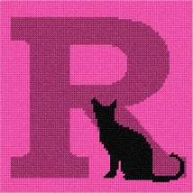 Pepita Needlepoint kit: Letter R Black Cat, 7&quot; x 7&quot; - £39.84 GBP+