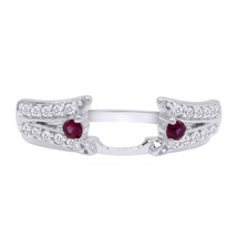 Ruby &amp; White Diamond Womens Enhancer Wrap Engagement Ring 14K White Gold Plated - £99.35 GBP