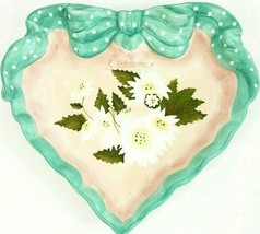 Silvestri Elaine Voghelle White Heart Shaped Plate White Floral NWOT - $10.39