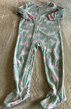 Carters Girls Teal White Pink Unicorns Fleece Long Sleeve Pajamas 4T - $6.37