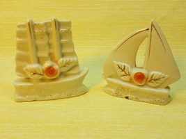 Two Vintage White Sail Boat Figures, Ceramic, made in Japan  BB328 - £3.88 GBP