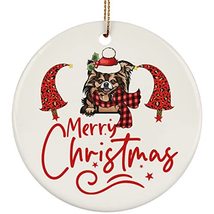 hdhshop24 Merry Christmas Brown Chihuahua Dog Circle Ornament Gift Pine ... - £15.53 GBP