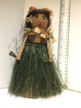 Hawaiian Hawaii / Tahiti 9&quot; Doll in Green Grass Skirt 1930s Souvenir - c... - £22.01 GBP