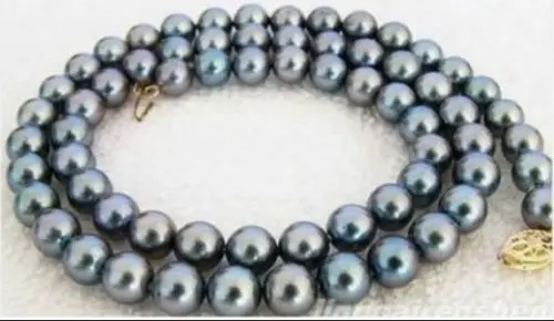 18&quot; Real Natural Aaa+ 8-9MM Black Tahitian Pearl Necklace 14K Gol Dfine - £65.35 GBP