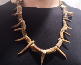 Deer Antler Necklace, Antler and Wood Necklace,Ancient Necklace, Slavic ... - £70.88 GBP