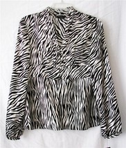 Rafaella Womens Blouse Size 4  Black White Zebra Top Shirt Long Sleeve N... - £30.83 GBP