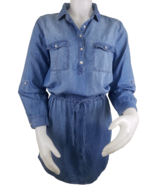 Gloria Vanderbilt Denim Dress M Cotton Tencel Chambray Ashleigh Shirt Distressed - £14.63 GBP