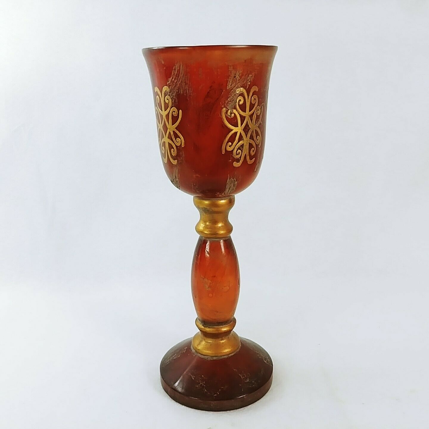 Candle Holder Uttermost Designs Amber Gold Stemmed Vintage Table Decor 16" Tall - $41.14