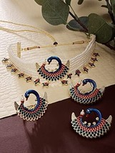 Jabells Multicolor Meenakari Peacock Inspired Pearls Choker Necklace rakhi gift - £19.84 GBP