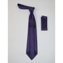 Men's Woven Tie Hankie Set J.Valintin Private Collection R29 Purple Checker image 2