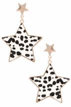 Leopard Print Faux/Furry Goldtone Star Earring Set (White) - $19.59