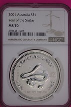 Top Pop None Finer 2001 MS 70 Year Of The Snake Australia NGC Certified Slab 836 - $260.70