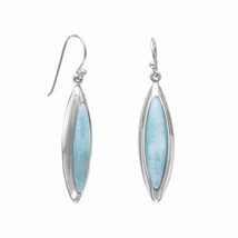 925 Sterling Silver Marquise Shape Larimar 1.75&quot; Drop Earrings 14K White Gold Fn - £264.60 GBP