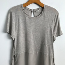 Aritzia Wilfred Silk Shirt M Mixed Media Short Sleeve Pullover Crew Neck - £22.14 GBP
